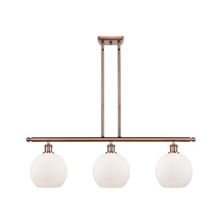 A large image of the Innovations Lighting 516-3I-11-36 Athens Linear Antique Copper / Matte White