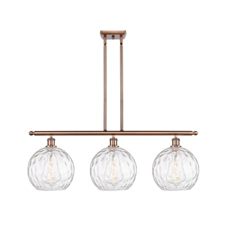 A large image of the Innovations Lighting 516-3I-13-37 Athens Linear Antique Copper / Clear Water Glass