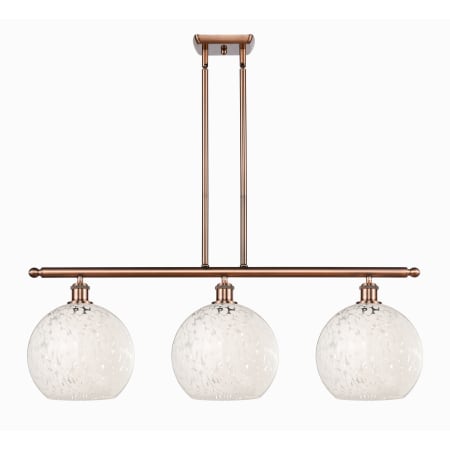 A large image of the Innovations Lighting 516-3I-13-37-White Mouchette-Indoor Pendant Antique Copper / White Mouchette