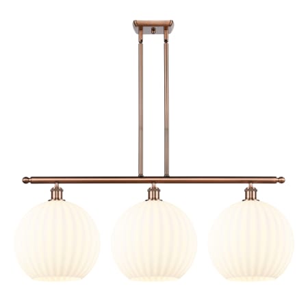 A large image of the Innovations Lighting 516-3I-14-39-White Venetian-Indoor Pendant Antique Copper / White Venetian