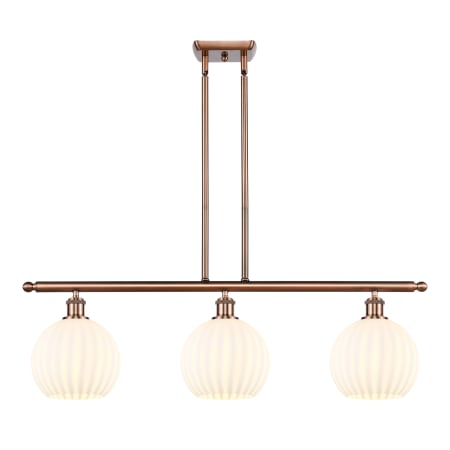 A large image of the Innovations Lighting 516-3I-11-36-White Venetian-Indoor Pendant Antique Copper / White Venetian