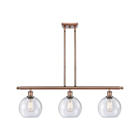 A large image of the Innovations Lighting 516-3I-11-36 Athens Linear Antique Copper / Seedy