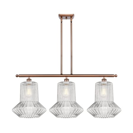 A large image of the Innovations Lighting 516-3I Springwater Antique Copper / Clear Spiral Fluted