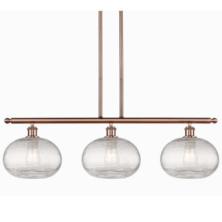 A large image of the Innovations Lighting 516-3I-10-37 Ithaca Pendant Antique Copper / Clear Ithaca