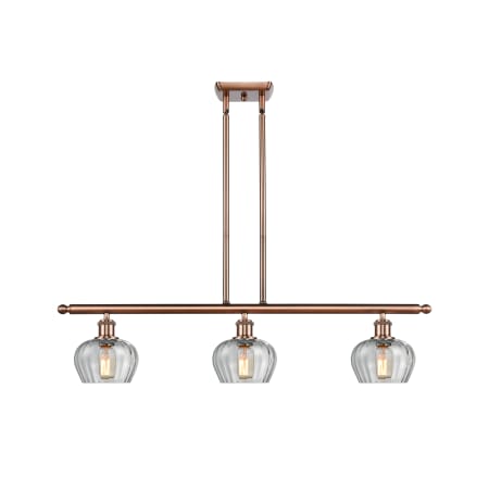 A large image of the Innovations Lighting 516-3I Fenton Antique Copper / Clear