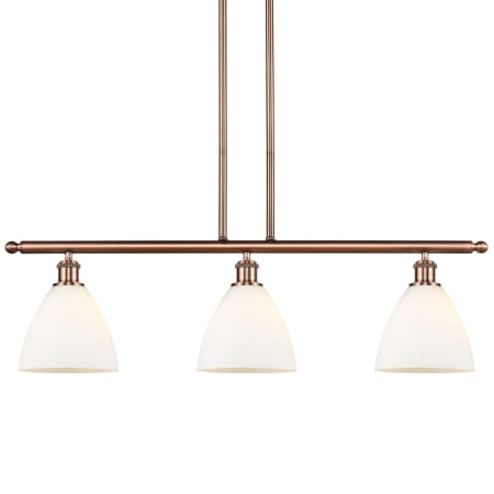 A large image of the Innovations Lighting 516-3I-11-36 Bristol Linear Antique Copper / Matte White
