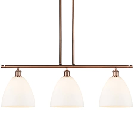 A large image of the Innovations Lighting 516-3I-13-36 Bristol Linear Antique Copper / Matte White