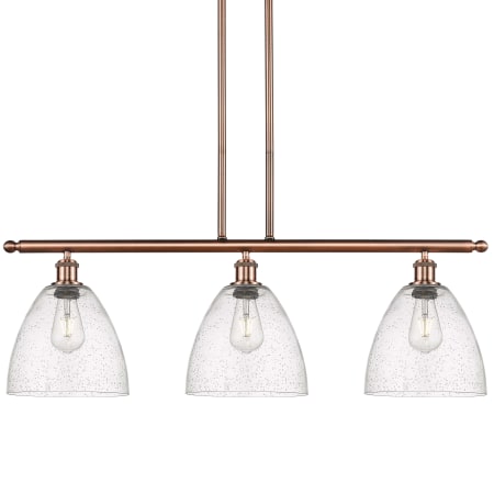 A large image of the Innovations Lighting 516-3I-13-36 Bristol Linear Antique Copper / Seedy