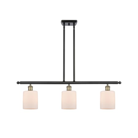 A large image of the Innovations Lighting 516-3I Cobbleskill Black Antique Brass / Matte White