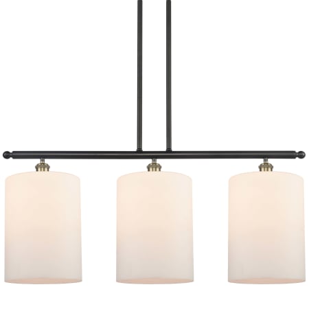 A large image of the Innovations Lighting 516-3I-10-36-L Cobbleskill Linear Black Antique Brass / Matte White