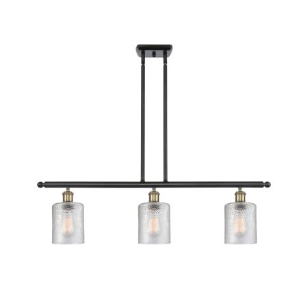 A large image of the Innovations Lighting 516-3I Cobbleskill Black Antique Brass / Clear