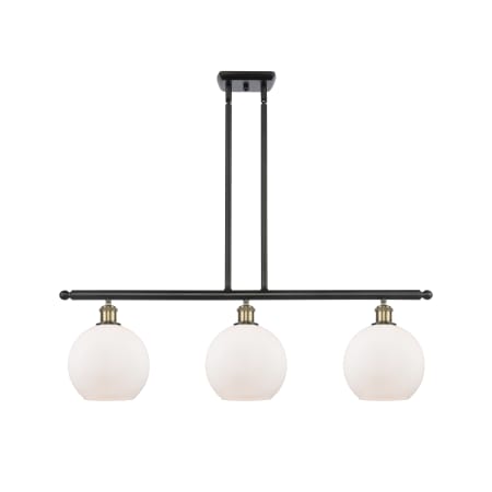 A large image of the Innovations Lighting 516-3I-11-36 Athens Linear Black Antique Brass / Matte White