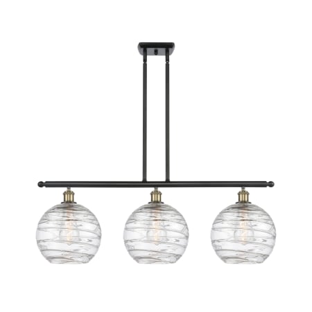 A large image of the Innovations Lighting 516-3I-13-37 Athens Linear Black Antique Brass / Clear Deco Swirl