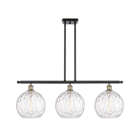 A large image of the Innovations Lighting 516-3I-13-37 Athens Linear Black Antique Brass / Clear Water Glass