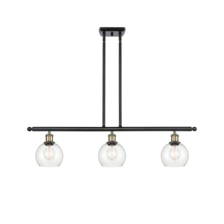 A large image of the Innovations Lighting 516-3I-9-36 Athens Linear Black Antique Brass / Clear