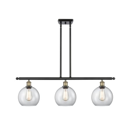 A large image of the Innovations Lighting 516-3I-11-36 Athens Linear Black Antique Brass / Clear