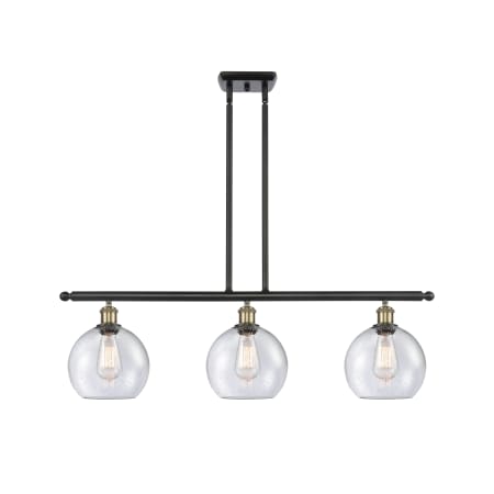 A large image of the Innovations Lighting 516-3I-11-36 Athens Linear Black Antique Brass / Seedy