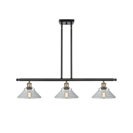 A large image of the Innovations Lighting 516-3I Orwell Black Antique Brass / Clear