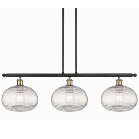 A large image of the Innovations Lighting 516-3I-10-37 Ithaca Pendant Black Antique Brass / Clear Ithaca