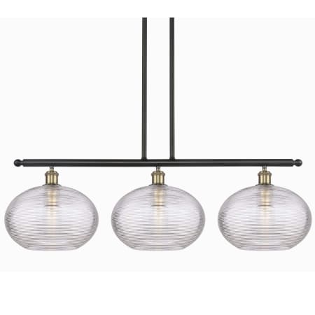 A large image of the Innovations Lighting 516-3I-12-39 Ithaca Pendant Black Antique Brass / Clear Ithaca