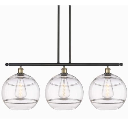 A large image of the Innovations Lighting 516-3I-14-39 Rochester Pendant Black Antique Brass / Clear