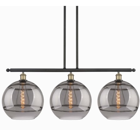 A large image of the Innovations Lighting 516-3I-14-39 Rochester Pendant Black Antique Brass / Light Smoke
