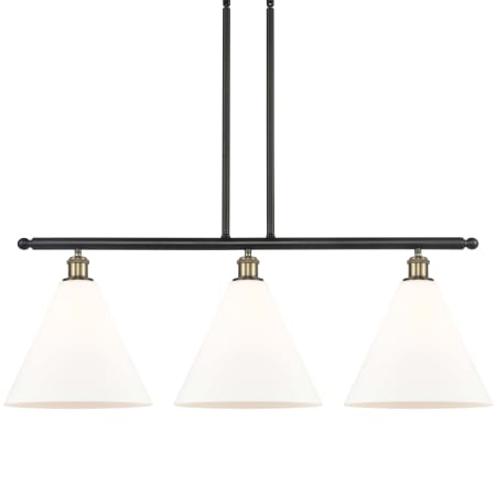 A large image of the Innovations Lighting 516-3I-15-39 Berkshire Linear Black Antique Brass / Matte White
