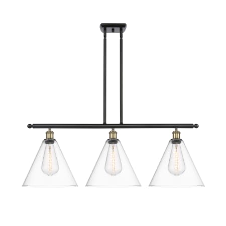 A large image of the Innovations Lighting 516-3I-14-39 Berkshire Linear Black Antique Brass / Clear