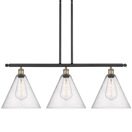 A large image of the Innovations Lighting 516-3I-15-39 Berkshire Linear Black Antique Brass / Seedy