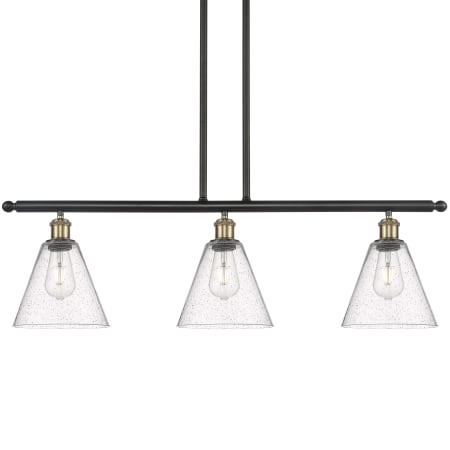 A large image of the Innovations Lighting 516-3I-12-36 Berkshire Linear Black Antique Brass / Seedy