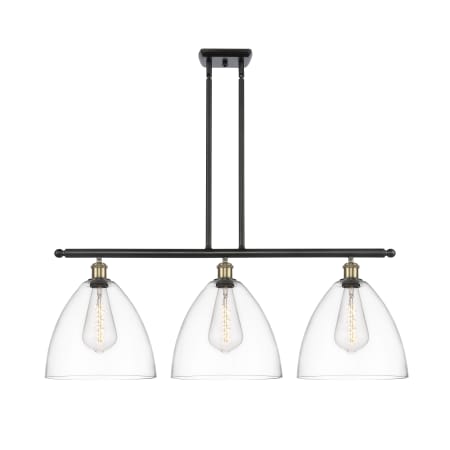 A large image of the Innovations Lighting 516-3I-14-39 Bristol Linear Black Antique Brass / Clear