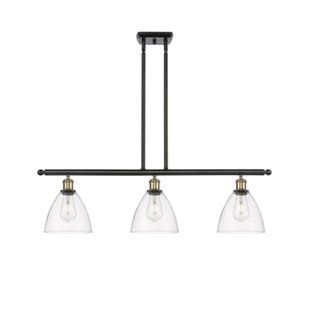 A large image of the Innovations Lighting 516-3I-11-36 Bristol Linear Black Antique Brass / Clear