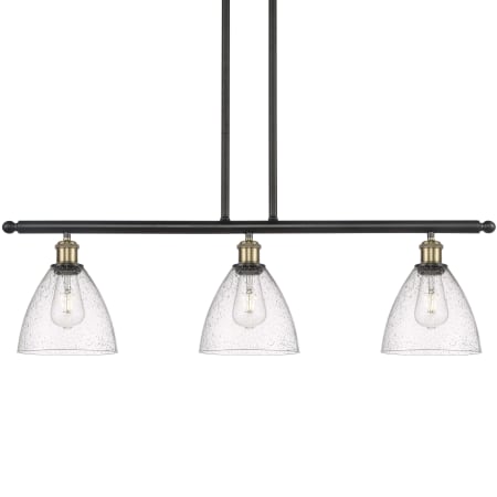 A large image of the Innovations Lighting 516-3I-11-36 Bristol Linear Black Antique Brass / Seedy