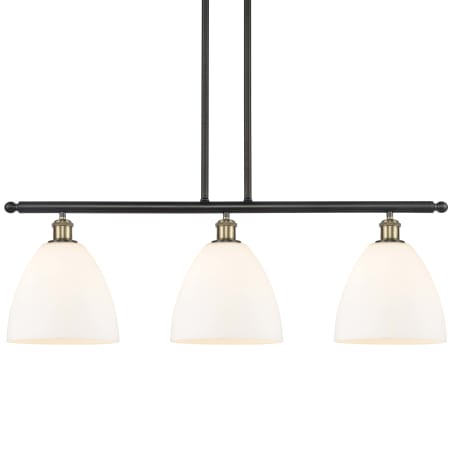 A large image of the Innovations Lighting 516-3I-13-36 Bristol Linear Black Antique Brass / Matte White