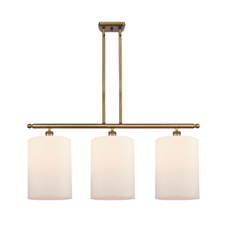A large image of the Innovations Lighting 516-3I-10-36-L Cobbleskill Linear Brushed Brass / Matte White