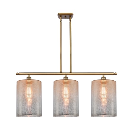 A large image of the Innovations Lighting 516-3I-10-36-L Cobbleskill Linear Brushed Brass / Mercury