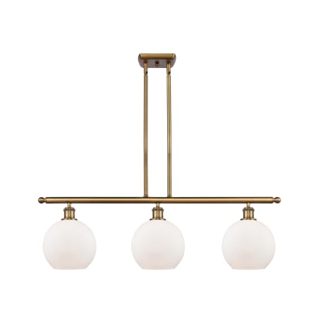 A large image of the Innovations Lighting 516-3I-11-36 Athens Linear Brushed Brass / Matte White