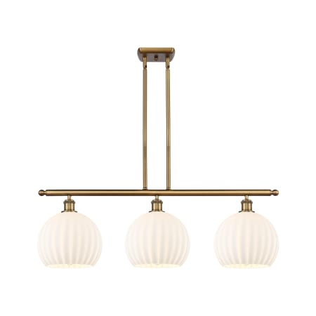 A large image of the Innovations Lighting 516-3I-13-37-White Venetian-Indoor Pendant Brushed Brass / White Venetian