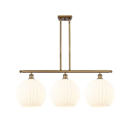 A large image of the Innovations Lighting 516-3I-14-39-White Venetian-Indoor Pendant Brushed Brass / White Venetian