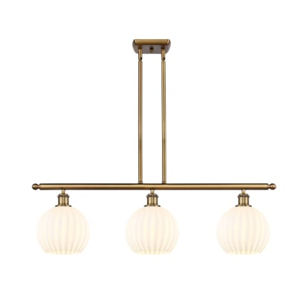 A large image of the Innovations Lighting 516-3I-11-36-White Venetian-Indoor Pendant Brushed Brass / White Venetian