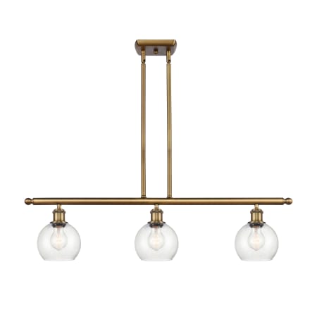 A large image of the Innovations Lighting 516-3I-9-36 Athens Linear Brushed Brass / Seedy