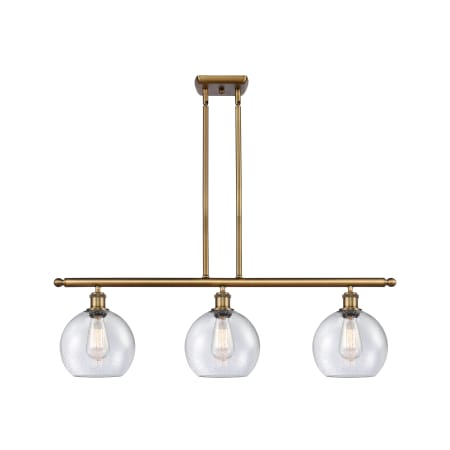 A large image of the Innovations Lighting 516-3I-11-36 Athens Linear Brushed Brass / Seedy
