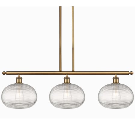 A large image of the Innovations Lighting 516-3I-10-37 Ithaca Pendant Brushed Brass / Clear Ithaca