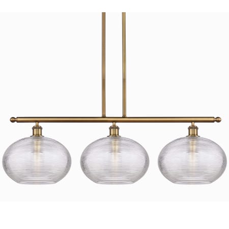 A large image of the Innovations Lighting 516-3I-12-39 Ithaca Pendant Brushed Brass / Clear Ithaca