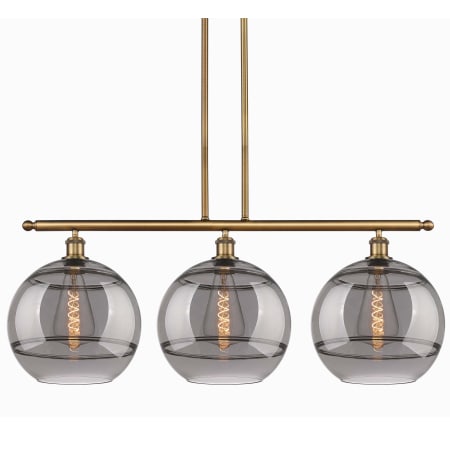 A large image of the Innovations Lighting 516-3I-14-39 Rochester Pendant Brushed Brass / Light Smoke