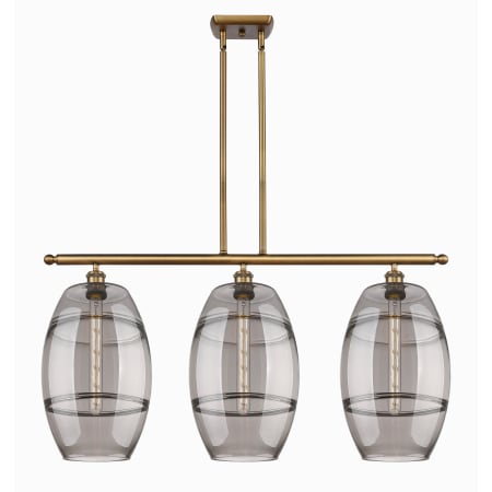A large image of the Innovations Lighting 516-3I-19-37 Vaz Linear Brushed Brass / Smoked