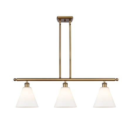 A large image of the Innovations Lighting 516-3I-11-36 Berkshire Linear Brushed Brass / Matte White