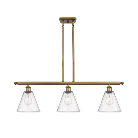 A large image of the Innovations Lighting 516-3I-11-36 Berkshire Linear Brushed Brass / Seedy