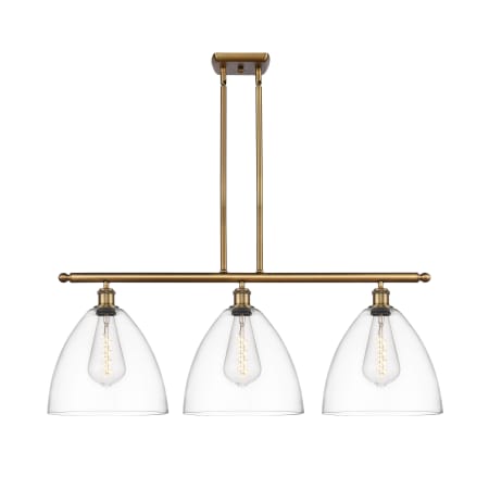 A large image of the Innovations Lighting 516-3I-14-39 Bristol Linear Brushed Brass / Clear