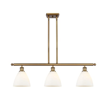 A large image of the Innovations Lighting 516-3I-11-36 Bristol Linear Brushed Brass / Matte White